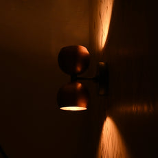 Industrial Modern Double Globe Wall Sconce | Customizable Handcrafted Brass Light Fixture for Interiors - 32620