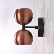 Industrial Modern Double Globe Wall Sconce | Customizable Handcrafted Brass Light Fixture for Interiors - 32620