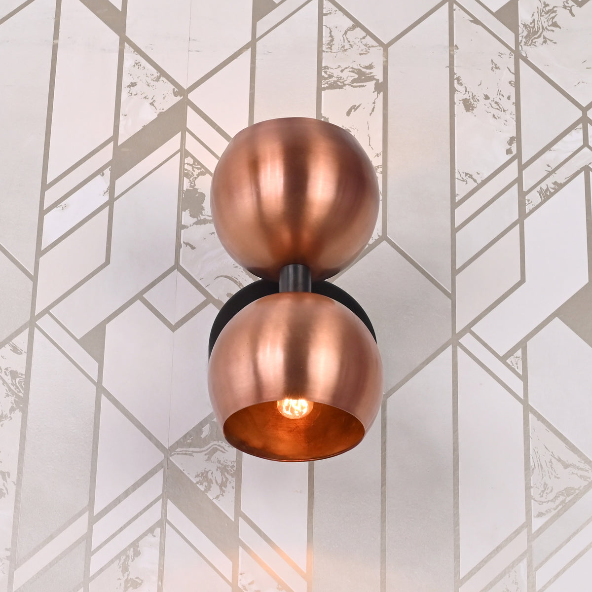 Industrial Modern Double Globe Wall Sconce | Customizable Handcrafted Brass Light Fixture for Interiors - 32620