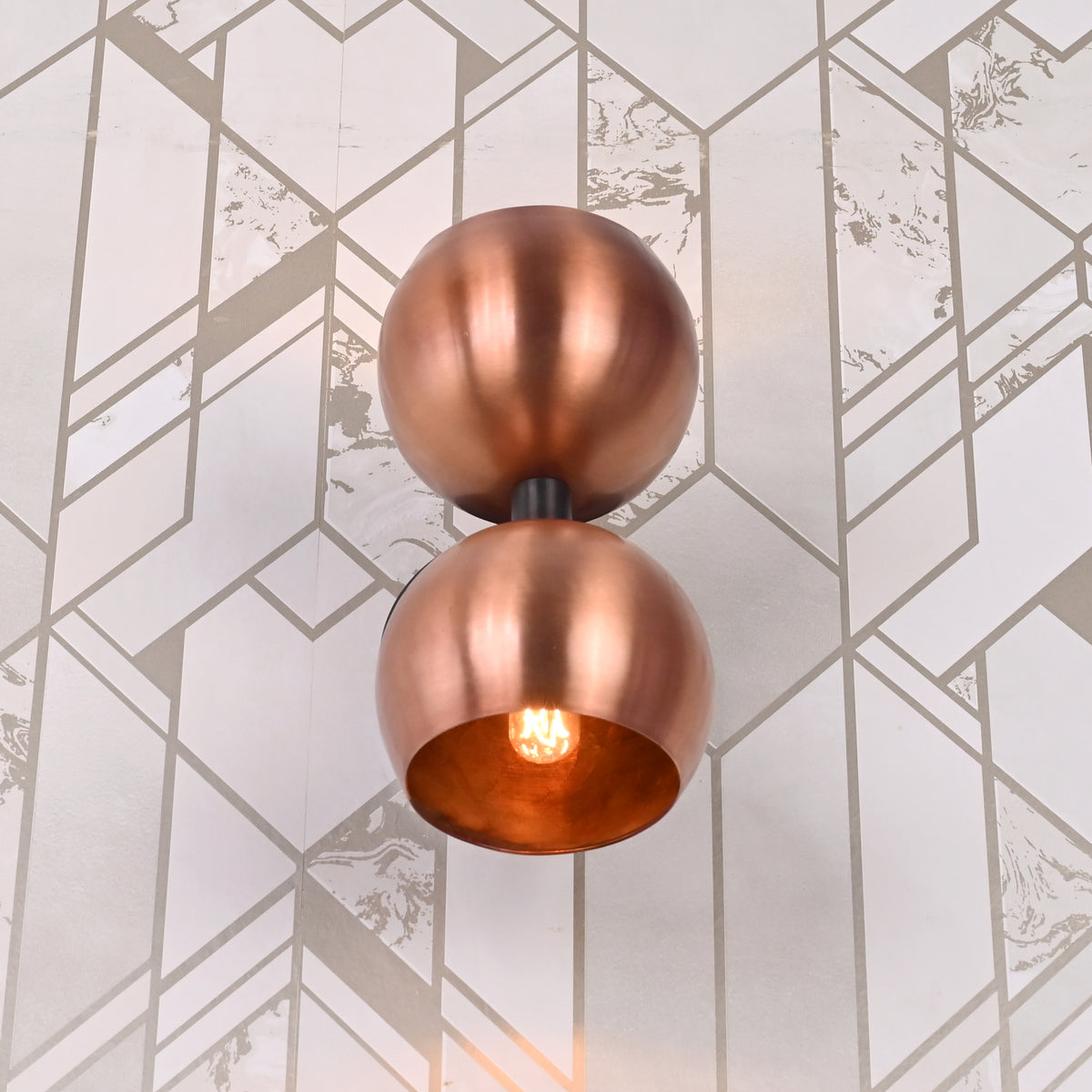 Industrial Modern Double Globe Wall Sconce | Customizable Handcrafted Brass Light Fixture for Interiors - 32620