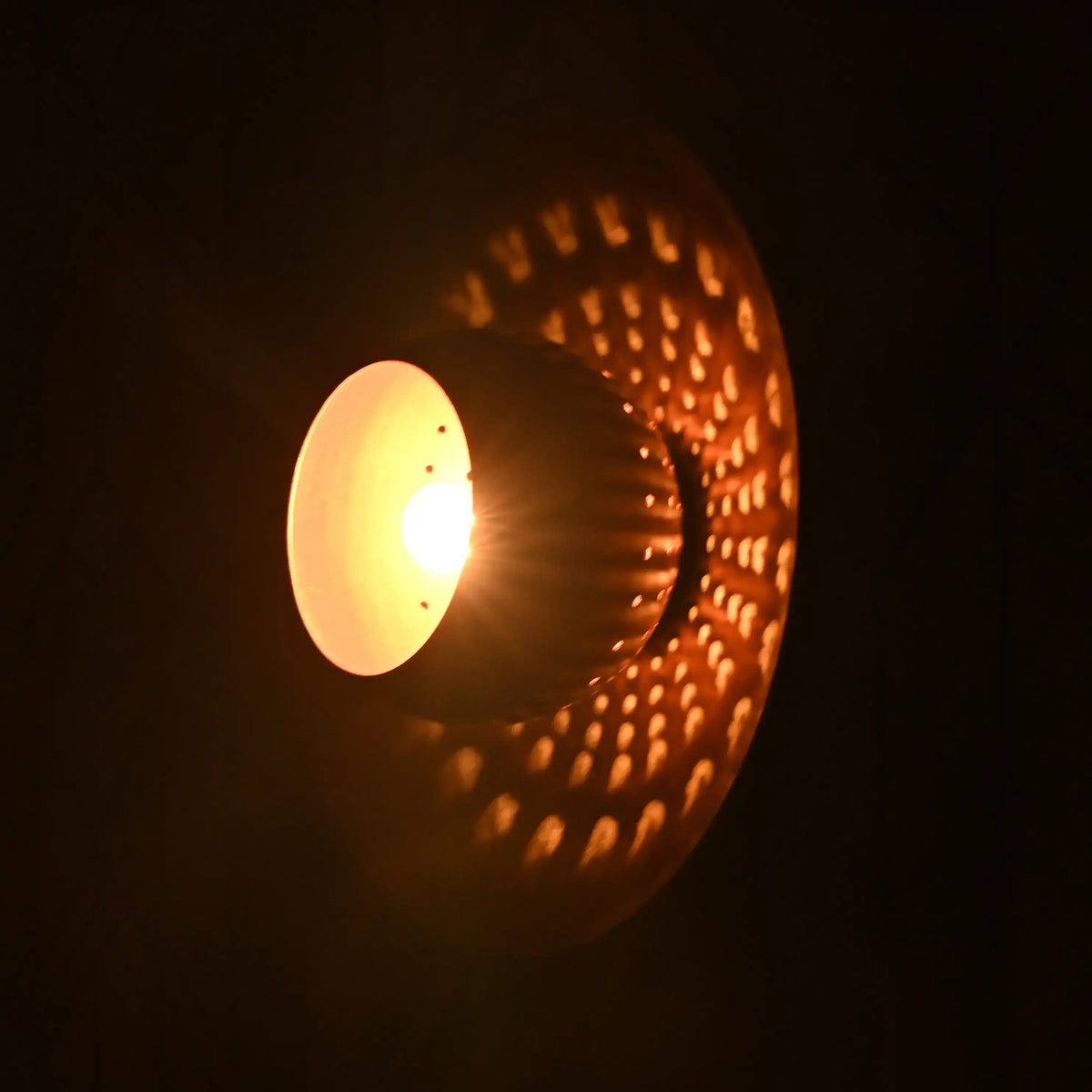 Mid-Century Modern Perforated Dome Wall Sconce | Customizable Brass Fixture for Soft Ambient Glow - 32621