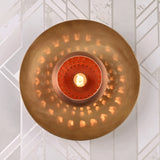 Mid-Century Modern Perforated Dome Wall Sconce | Customizable Brass Fixture for Soft Ambient Glow - 32621