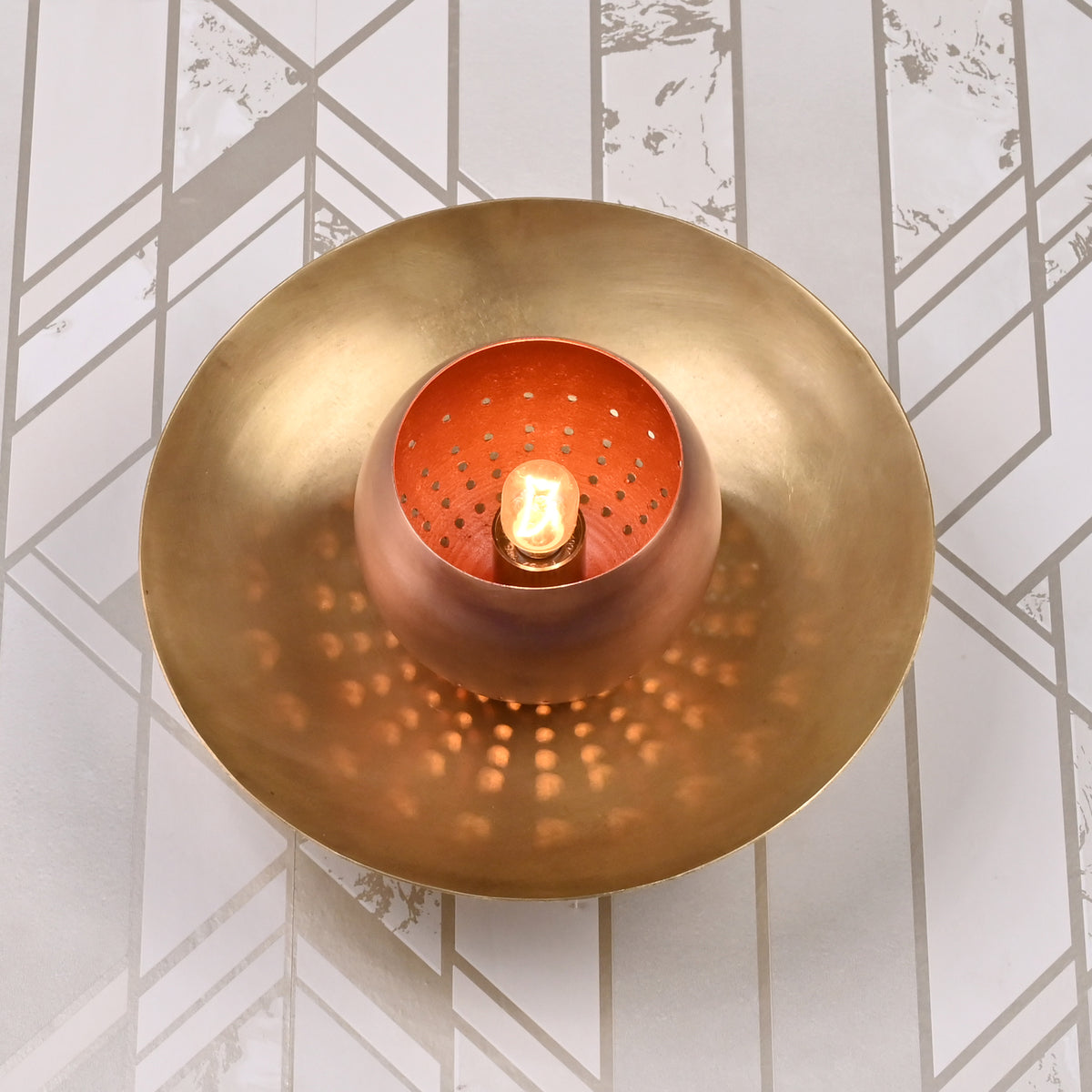 Mid-Century Modern Perforated Dome Wall Sconce | Customizable Brass Fixture for Soft Ambient Glow - 32621