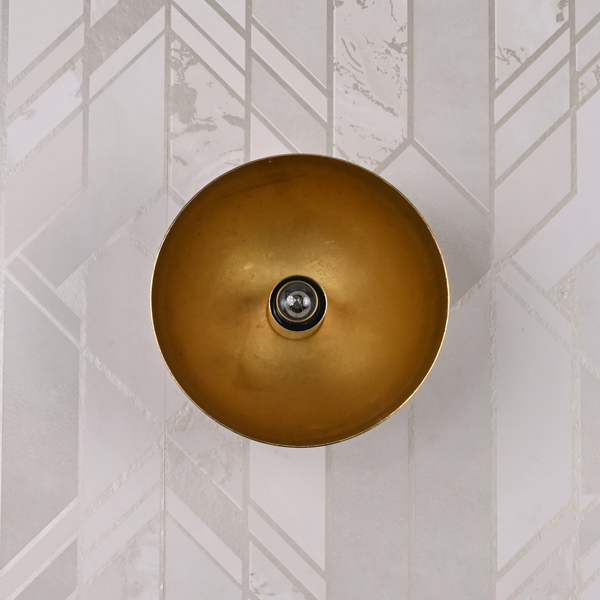 Mid-Century Modern Bowl Wall Sconce | Customizable Brass Fixture for Hallway, Vanity, or Accent Use - 32622