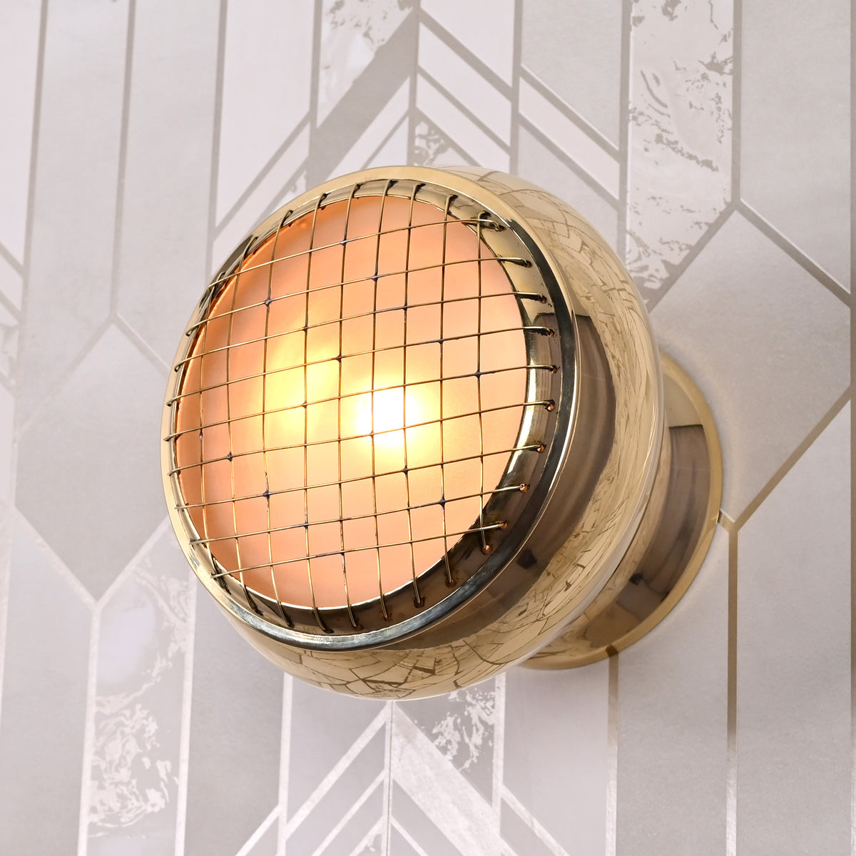 Bold Industrial Glow with a Vintage Brass Mesh Accent by Brass Leaf Studio 32624