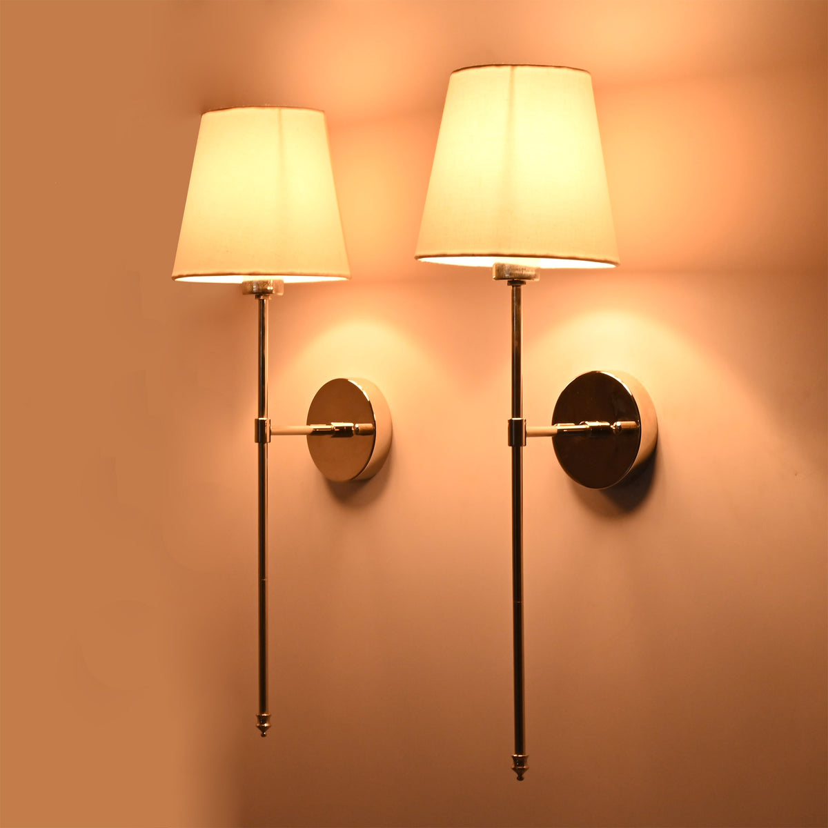 Milan White Shade Chrome Rod Wall Sconce – 1 Light – 24 Inch – Model 32666