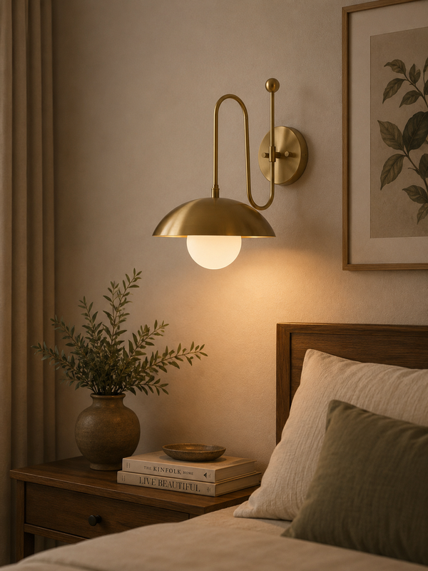 Aurora Modern Brass Dome Wall Sconce – 1 Light – 15 Inch – Model 32692