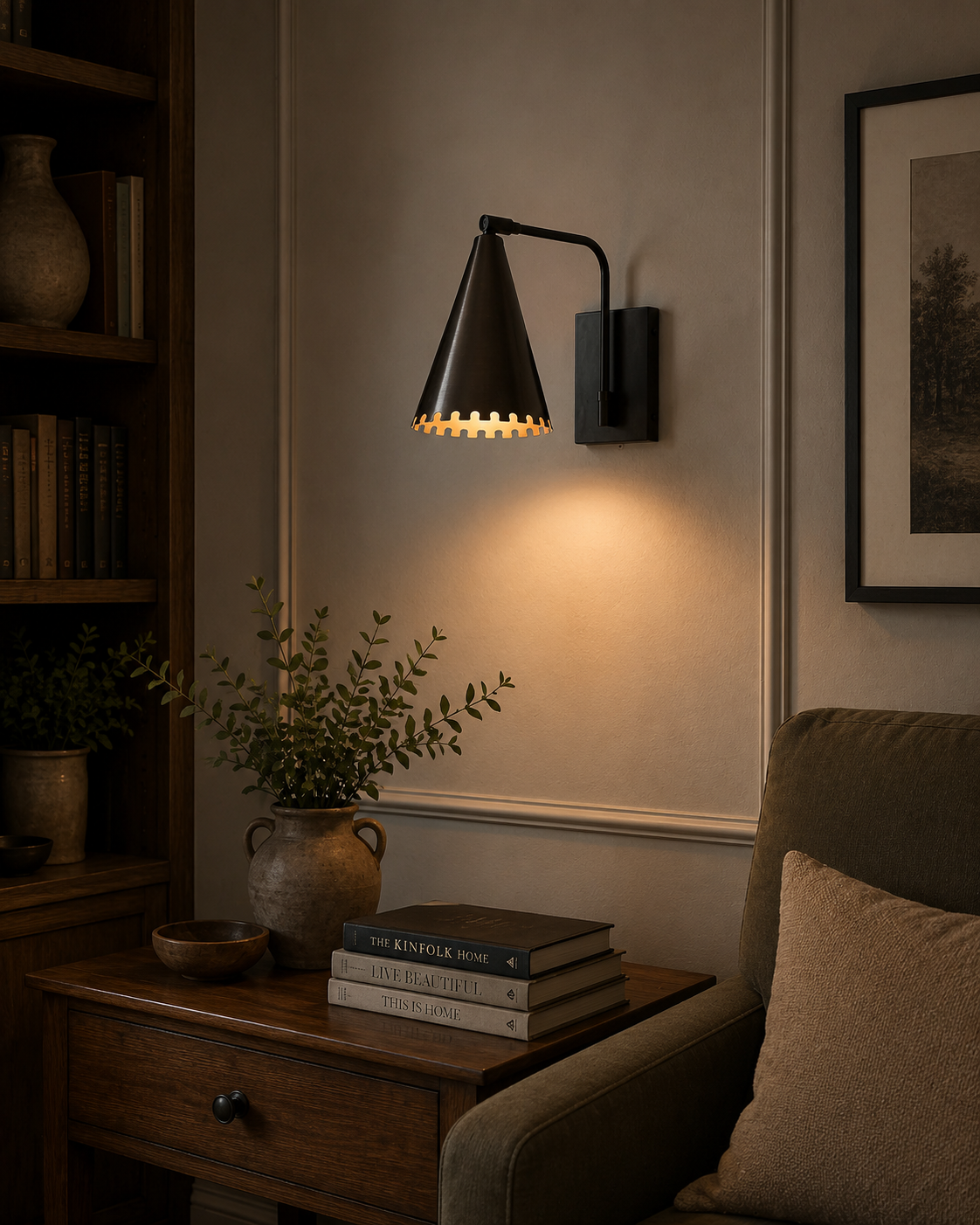 Milan Scalloped Cone Wall Sconce – Curved Arm – 10 Inch – Model 32794