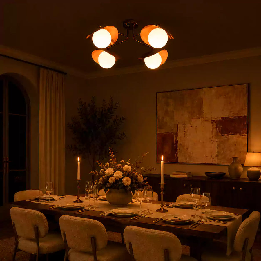 Kyoto Halo - Flush Mount Brass Chandelier - 4 Lights - 33112