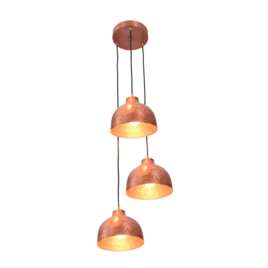 Siena Cascade – Hammered Copper Pendant Chandelier – 3-Light – 16" x 48" – 33221