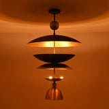 Athens Discus  -  Mid-Century Tiered Disc Chandelier - 9 Lights - 33245