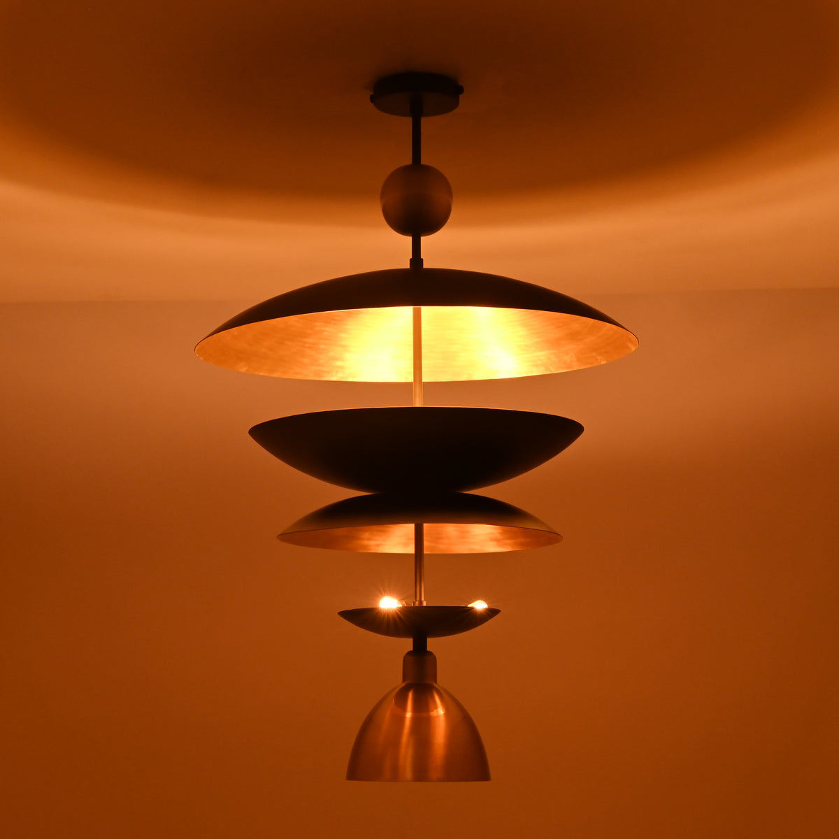 Athens Discus  -  Mid-Century Tiered Disc Chandelier - 9 Lights - 33245