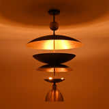 Athens Discus  -  Mid-Century Tiered Disc Chandelier - 9 Lights - 33245