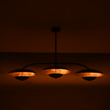 Astra Halo 3 Light Black Chandelier with Warm Reflective Shades 33276