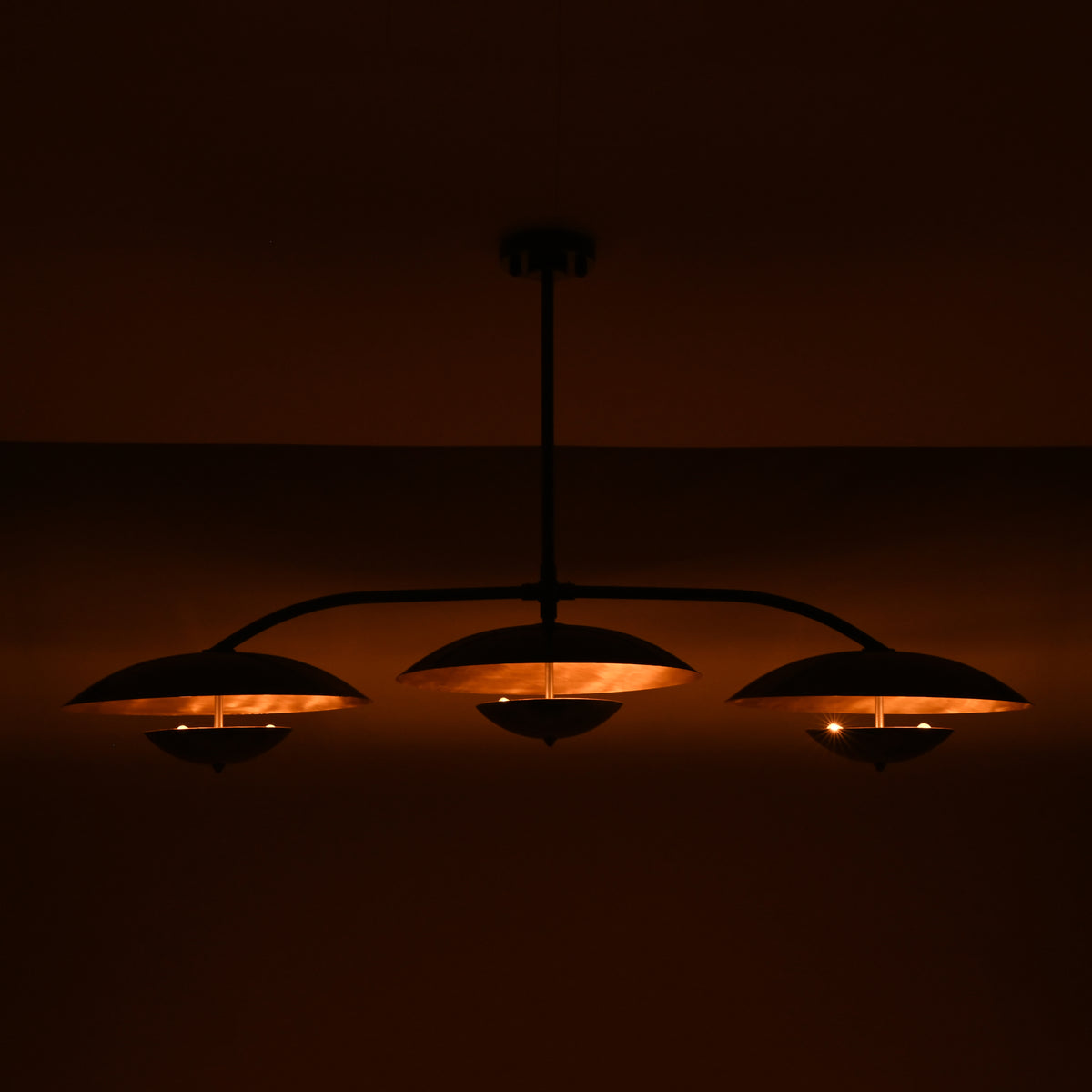 Astra Halo 3 Light Black Chandelier with Warm Reflective Shades 33276