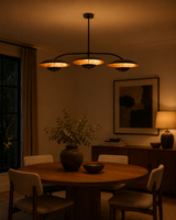 Astra Halo 3 Light Black Chandelier with Warm Reflective Shades 33276