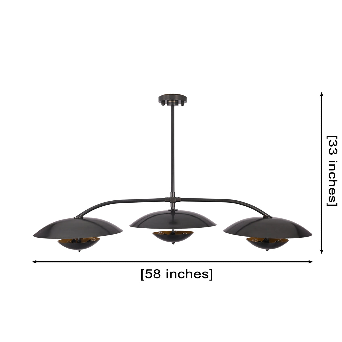 Astra Halo 3 Light Black Chandelier with Warm Reflective Shades 33276