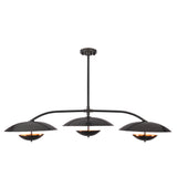 Astra Halo 3 Light Black Chandelier with Warm Reflective Shades 33276