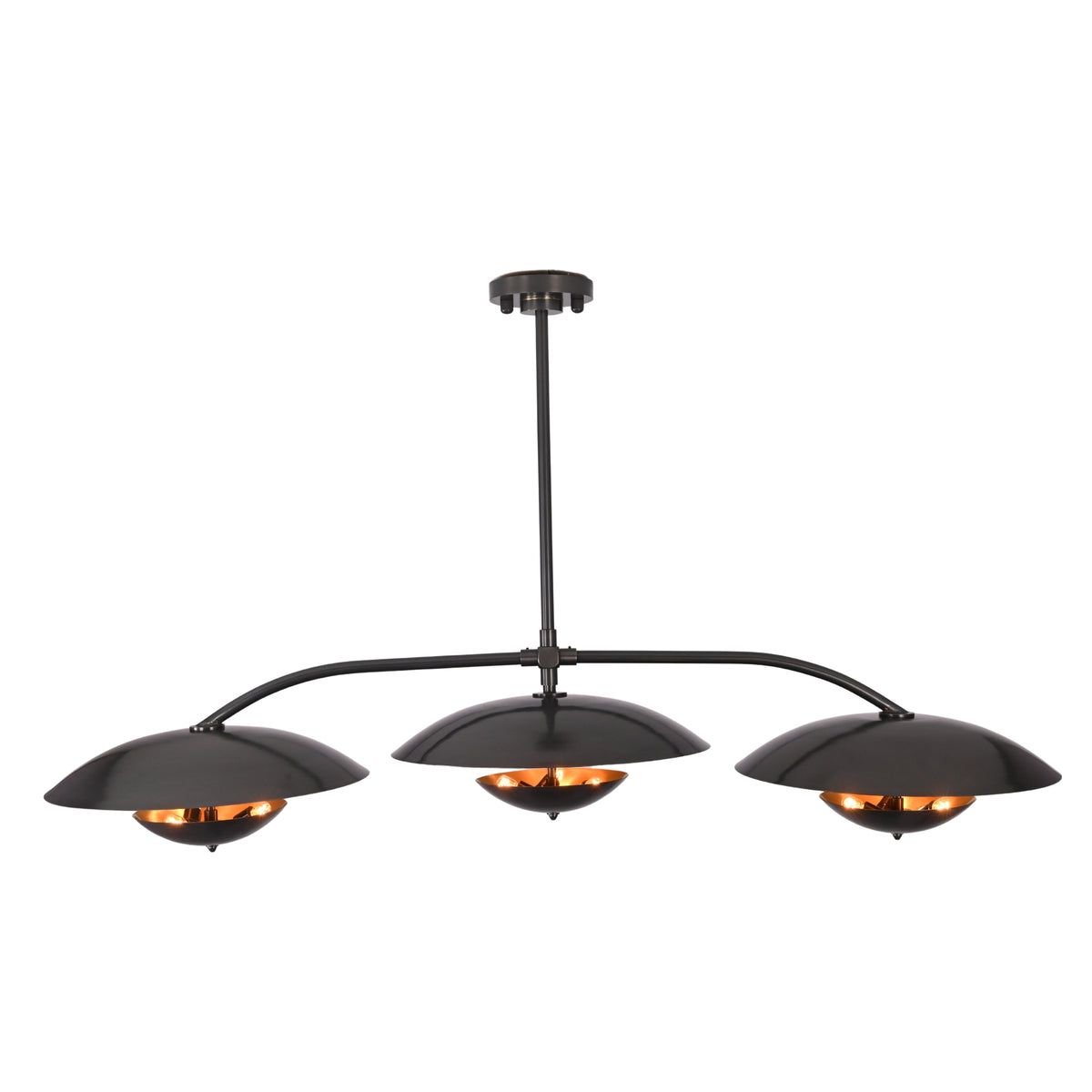 Astra Halo 3 Light Black Chandelier with Warm Reflective Shades 33276