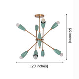Mint Green 7-Light Sputnik Chandelier – Solid Brass Semi Flush Ceiling Light - Model 33293