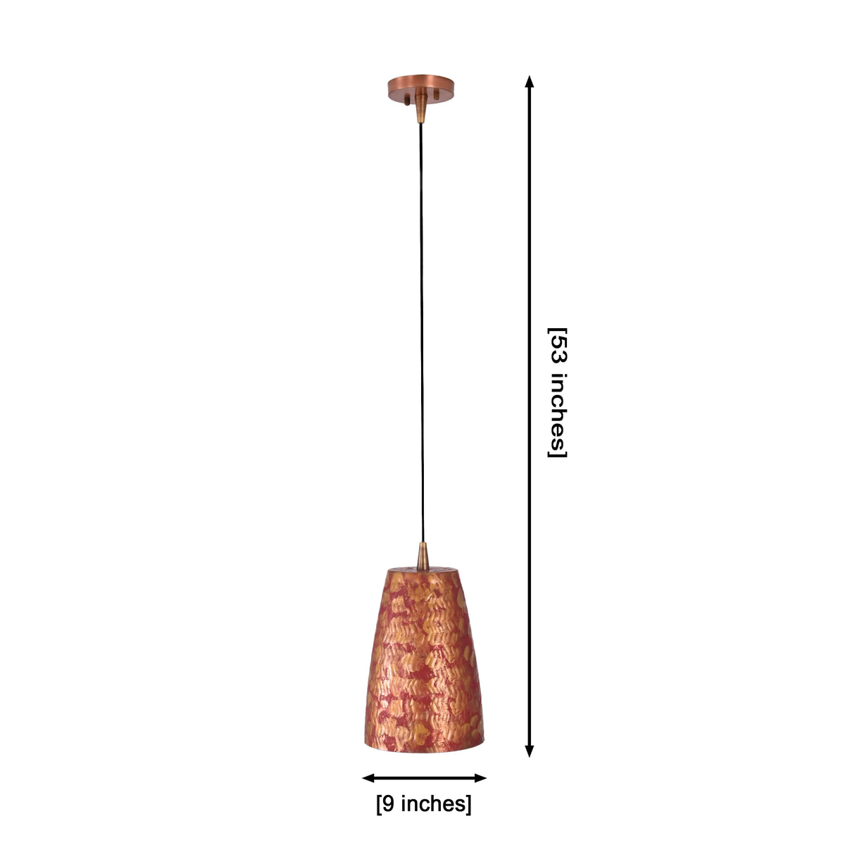 Red Copper Patterned Pendant Lamp – Kitchen Island Dining Ceiling Light – Model 33304