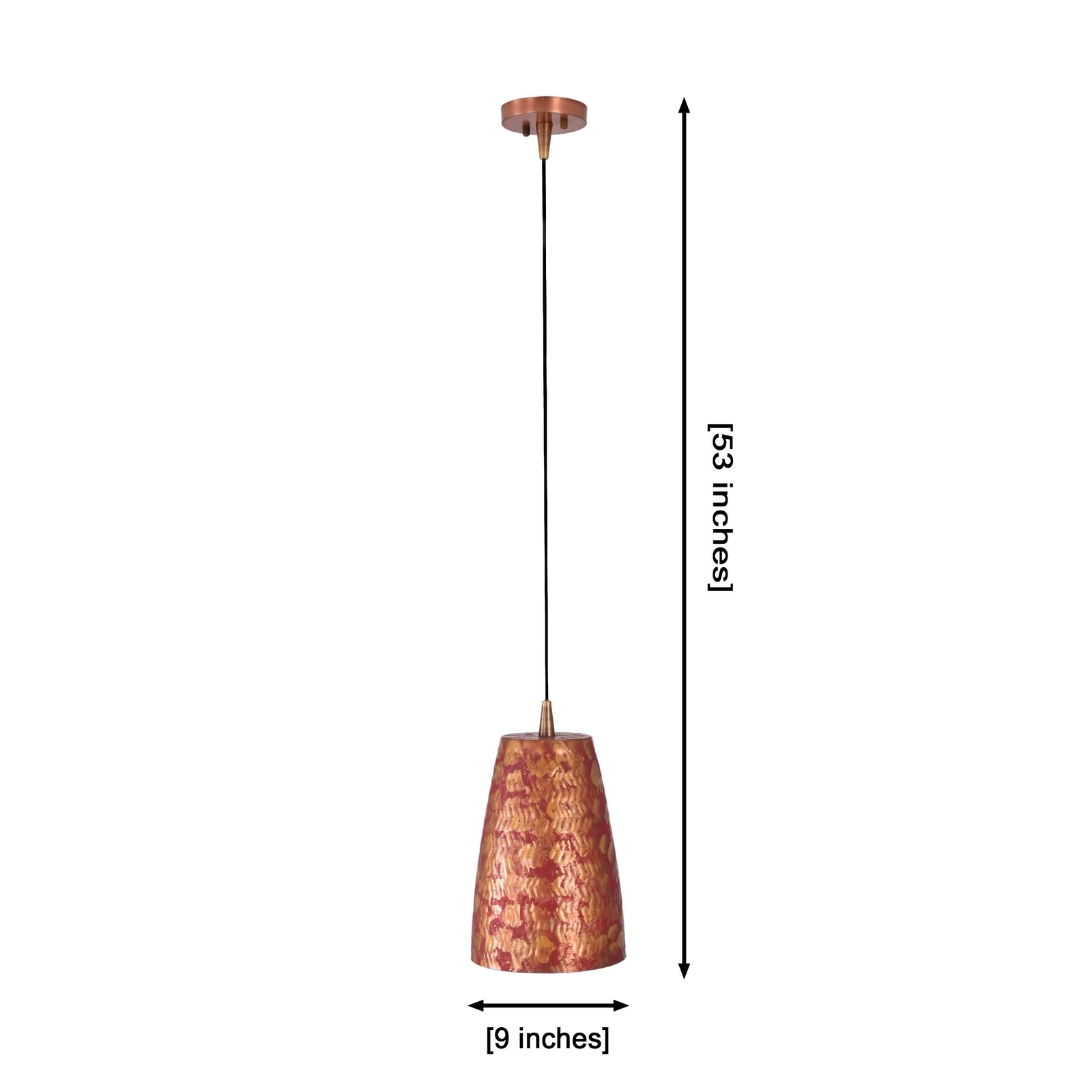 Size guide for Red Copper Patterned Pendant Lamp – Kitchen Island Dining Ceiling Light – Model 33304