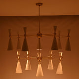 Celeste 12-Light Two-Tier Cone Chandelier – White Enamel & Brushed Brass – Model 33382