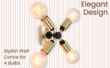 Customizable Mid-Century Modern Brass Wall Sconce | Geometric 4-Light Fixture for Bold Interiors - 32509