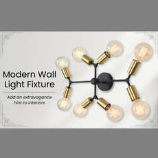 Brass Leaf Studio Contemporary Wall Sconce - Vanity Light Fixture - Multi Mirror Light - Bathroom Light, Makeup light - Hallway Entry-way 8-Bulb Vanity lamp
