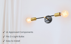Modern Minimalist Brass Wall Sconce | Customizable Dual-Light Fixture for Contemporary Interiors - 32535