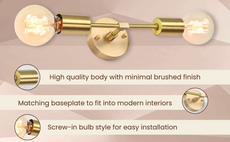 Sleek Minimal Brass Wall Sconce | Customizable Modern Accent Light Fixture for Refined Interiors - 32522