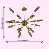 Mid-Century Modern Sputnik Brass Chandelier | Customizable Pendant Lamp Handmade Lighting Fixture - 32115