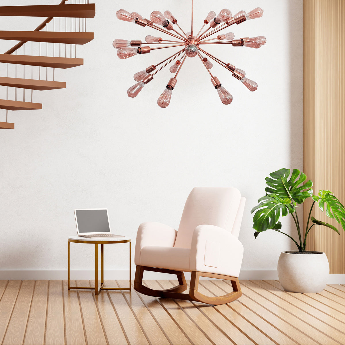 Brass Leaf Studio Brass Sputnik Chandelier, Shinny Brass Ceiling Hanging Lamp, Modern Pendant Lamp Made of Full Brass 24 arms/Lights