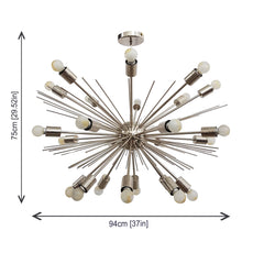 Industrial Brass Made, Brass Starburst Chandelier, Sea Urchin Chandelier Made of Brass, Large Sputnik Chandelier, 24 arms/Lights