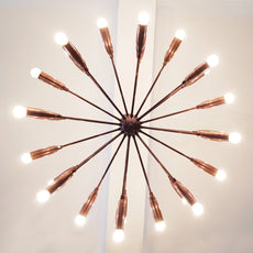 Industrial Brass Made, Sputnik Chandelier in Copper Patina, Ceiling Light Lamp, Sputnik Dinning Room Chandelier Mid Century lamp, Custom lamp 24 arms/Lights