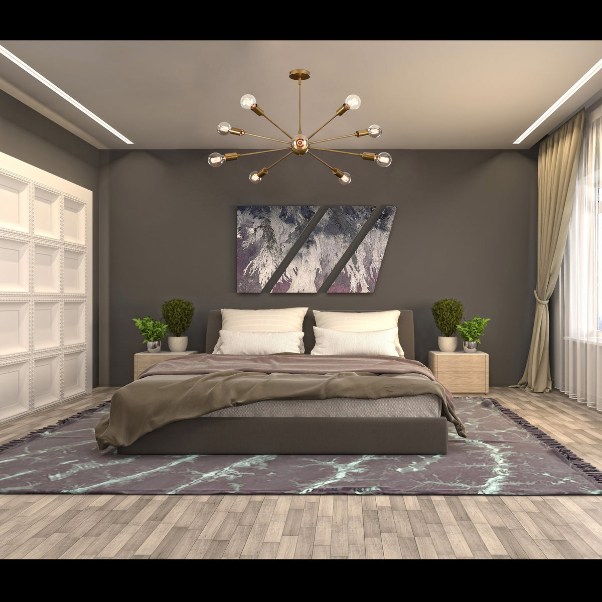 Vintage 8-Light Aged Brass Sputnik Chandelier – Industrial Ceiling Light Fixture - 32161