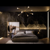 Vintage 8-Light Brass Sputnik Chandelier – Industrial Ceiling Fixture with Exposed Edison Bulbs - 32167