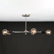 Industrial Brass Made, Brass Molecular Ceiling Lamp, 5-Light Chandelier, Premium Quality Lamp for Bedroom Living Kitchen Office, Modern 5-arm Minimalist Design