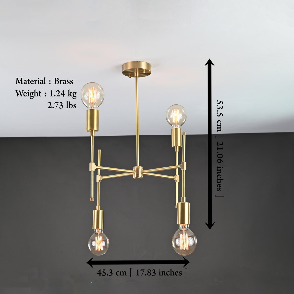 Elegant 6-Light Brass Sputnik Chandelier – Asymmetrical Modern Fixture with Edison Globe Bulbs - 32182