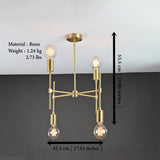 Elegant 6-Light Brass Sputnik Chandelier – Asymmetrical Modern Fixture with Edison Globe Bulbs - 32182