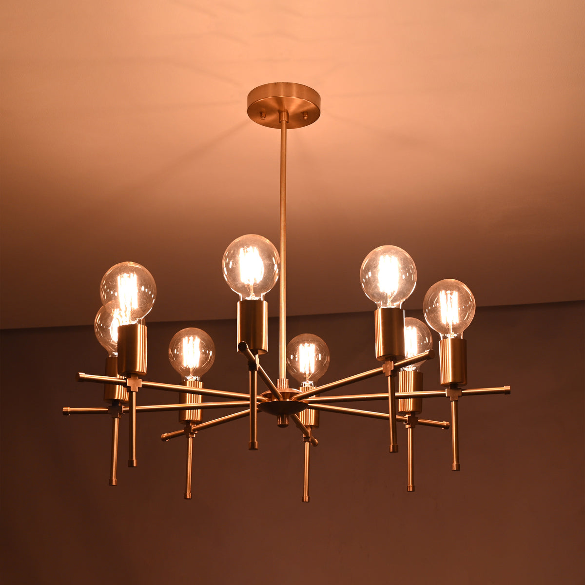Luxury 10-Light Gold Sputnik Chandelier – Glam Ceiling Fixture with Radiant Globe Bulbs - 32186