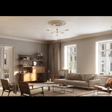 Luxury 6-Light Brass Sputnik Chandelier – Sleek Modern Ceiling Fixture with Cylindrical Shades - 32193