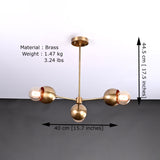 Modern 3-Light Brass Globe Chandelier – Artistic Ceiling Fixture with Sculptural Bowl Shades - 32194