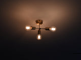 Warm Glow 3-Light Brass Ceiling Fixture – Minimalist Modern Design with Edison Bulbs - 32196
