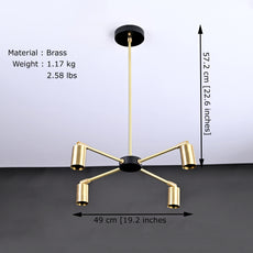 Industrial Brass Made, Brass Minimalist Ceiling Light, Premium Quality Chandelier Lamp for Bedroom Living Room Kitchen Office