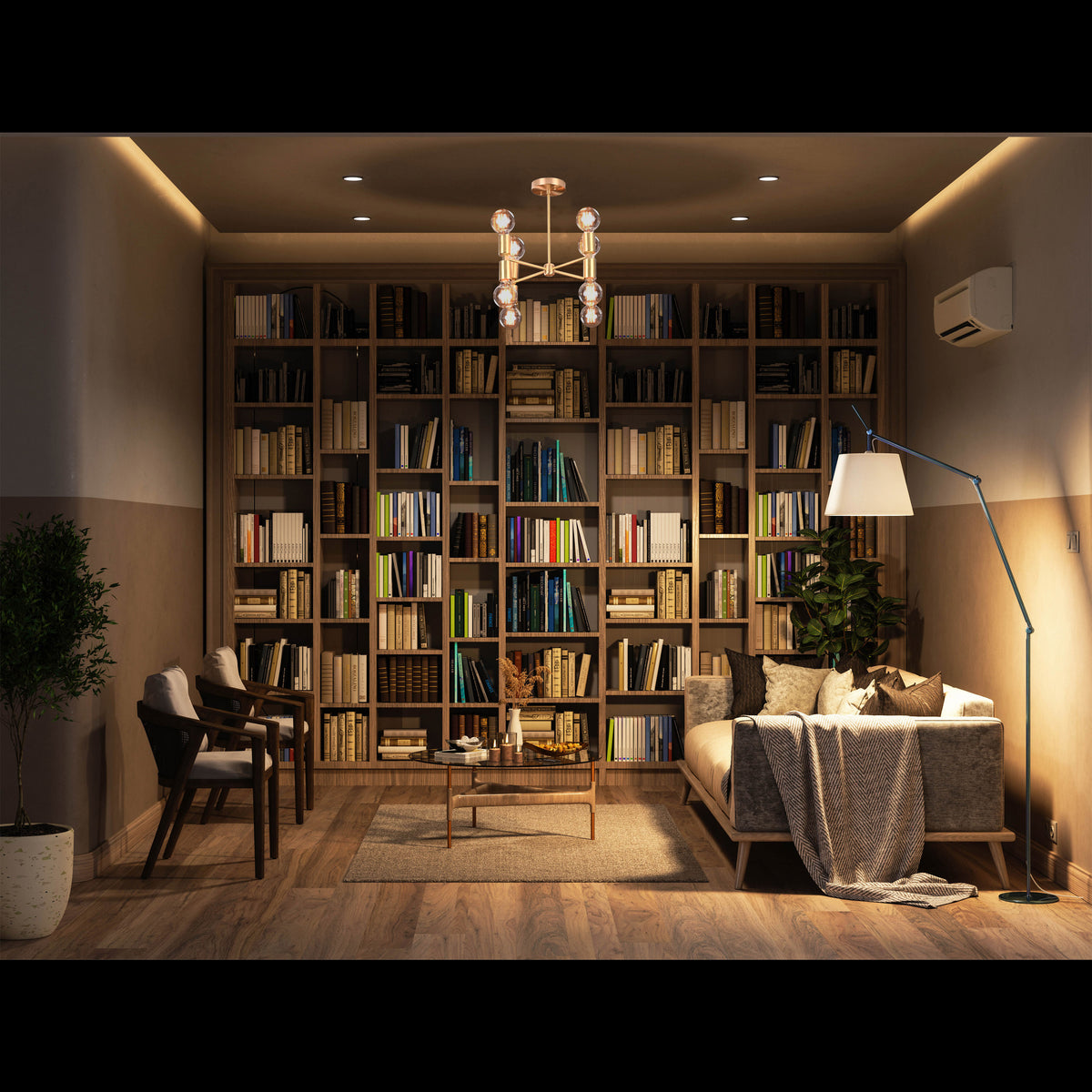 Modern 6-Light All-Brass Chandelier – Cylindrical Socket Sputnik Ceiling Fixture - 32204