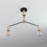 Modern 3-Light Black & Brass Chandelier – Mid-Century Ceiling Fixture with Globe Bulbs - 32209