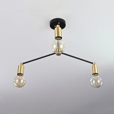 Modern 3-Light Black & Brass Chandelier – Mid-Century Ceiling Fixture with Globe Bulbs - 32209