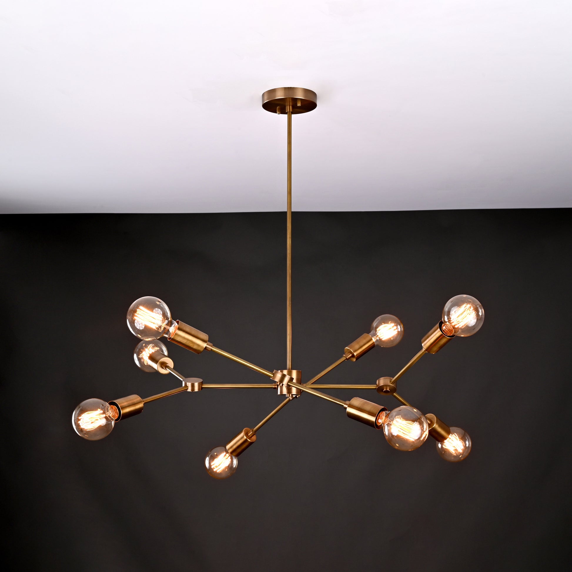 8 Arms Brass Sputnik Chandelier 27" Wide - 32211