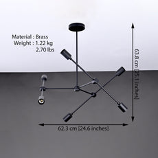Modern 10-Light Black Chandelier – Angular Geometric Ceiling Fixture with Globe Bulbs - 32213